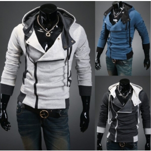 Mens Stylish Multi Zipper Hooded Coat